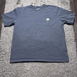 Carhartt Shirt Mens XL Blue Loose Fit Short Sleeve Workwear Pocket Logo